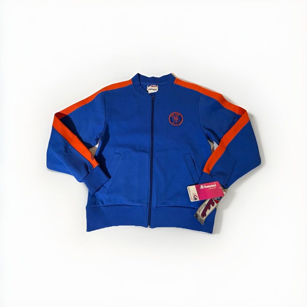 NWT Majestic Women’s New York Mets Full Zip Track Jacket Blue Orange Medium